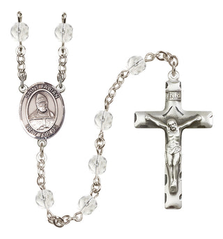 Silver-Plated 6mm Saint Fabian  Engraved Catholic Rosaries