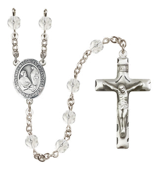Silver Plated 6mm Fire Polished Saint Mary Magdalene of Canossa Rosary in Crystal