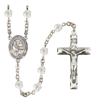 Silver Plated 6mm Fire Polished Saint Claude de la Colombiere Rosary in Crystal