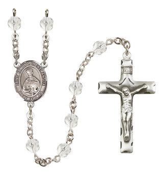Silver Plated 6mm Fire Polished Saint Edmund of East Anglia Rosary in Crystal