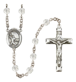 Silver-Plated 6mm Saint Christopher / Football Rosary