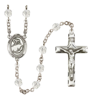 Silver Plated 6mm Fire Polished Saint Christopher/Gymnastics Rosary in Crystal