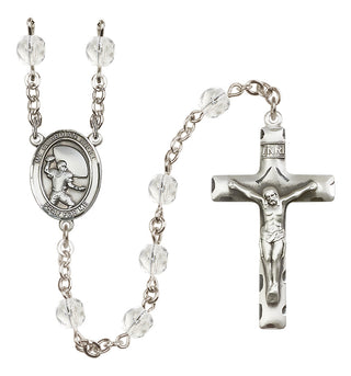 Silver-Plated 6mm Guardian Angel/Football Rosary