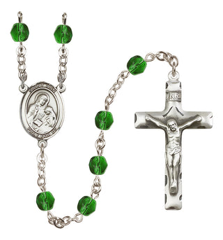 Silver-Plated 6mm Saint Ann  Engraved Catholic Rosaries