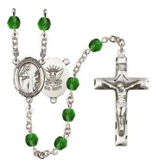 Silver-Plated 6mm Saint Brendan the Navigator / Navy Rosary