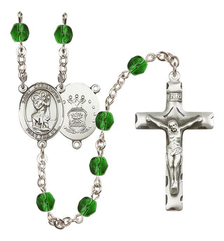 Silver-Plated 6mm Saint Christopher / Air Force Rosary