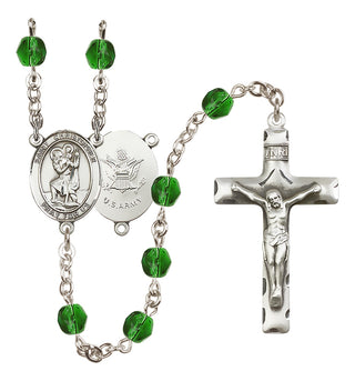 Silver-Plated 6mm Saint Christopher / Army Rosary