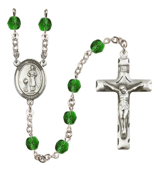 Silver-Plated 6mm Saint Genesius of Rome  Engraved Catholic Rosaries