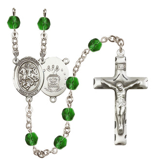Silver-Plated 6mm Saint George / Air Force Rosary