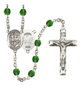 Silver-Plated 6mm Saint George / Nat'l Guard Rosary