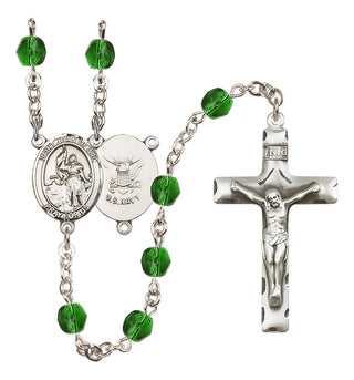 Silver-Plated 6mm Saint Joan of Arc / Navy Rosary