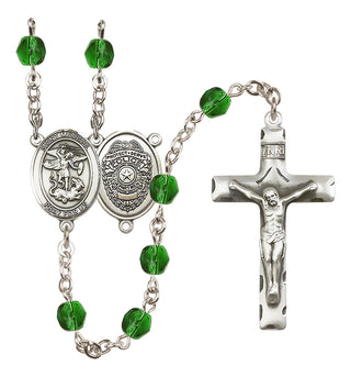 Silver-Plated 6mm Saint Michael the Archangel/Policeman Rosary