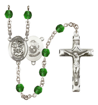 Silver-Plated 6mm Saint Michael / Marines Rosary