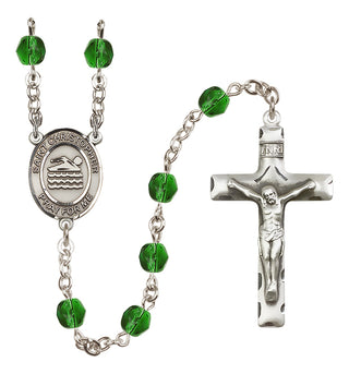 Silver-Plated 6mm Saint Christopher/Swimming Rosary