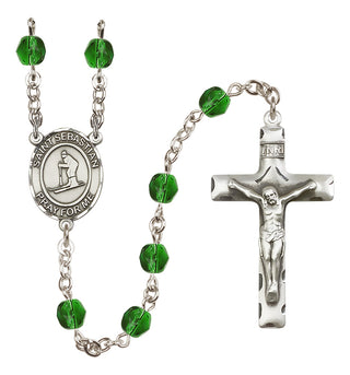 Silver-Plated 6mm Saint Sebastian/Skiing Rosary