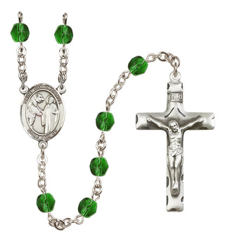 Silver-Plated 6mm Saint Columbanus  Engraved Catholic Rosaries