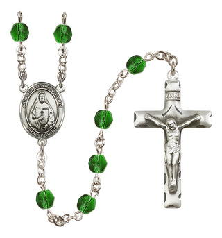 Silver Plated 6mm Fire Polished Saint Theodora Rosary in Emerald