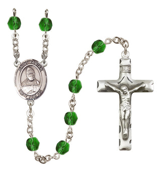Silver-Plated 6mm Saint Fabian  Engraved Catholic Rosaries