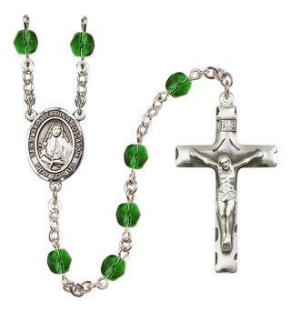 Silver Plated 6mm Fire Polished Saint Maria Bertilla Boscardin Rosary in Emerald