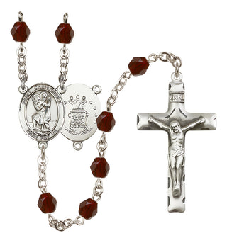 Silver-Plated 6mm Saint Christopher / Air Force Rosary
