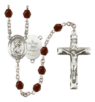 Silver-Plated 6mm Saint Christopher / Army Rosary