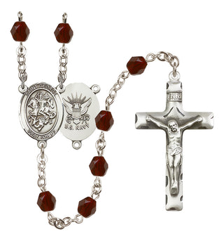 Silver-Plated 6mm Saint George / Navy Rosary