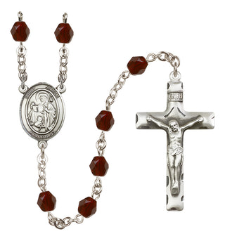 Silver Plated 6mm Fire Polished Saint James the Greater Rosary in Garnet