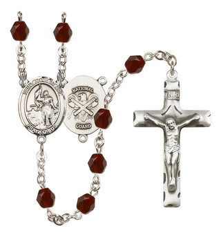 Silver-Plated 6mm Saint Joan of Arc / Nat'l Guard Rosary