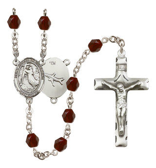 Silver Plated 6mm Fire Polished Saint Joseph of Cupertino Rosary in Garnet