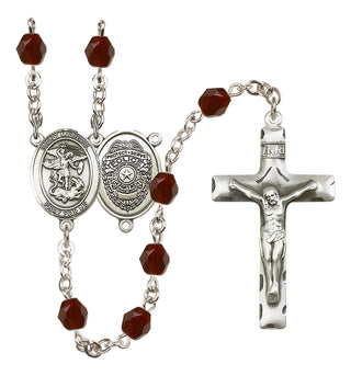 Silver-Plated 6mm Saint Michael the Archangel/Policeman Rosary