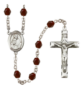 Silver Plated 6mm Fire Polished Saint Philip the Apostle Rosary in Garnet