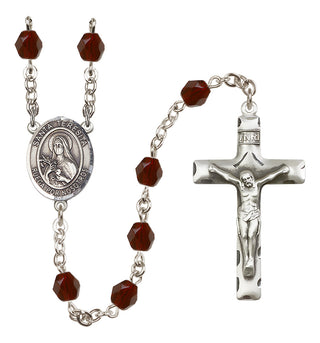 Silver-Plated 6mm Santa Teresita  Engraved Catholic Rosaries
