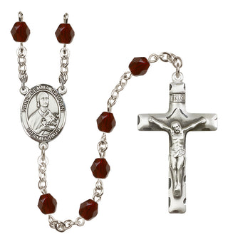 Silver Plated 6mm Fire Polished Saint Gemma Galgani Rosary in Garnet