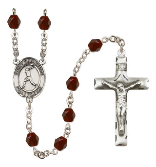 Silver-Plated 6mm Saint Sebastian/Baseball Rosary