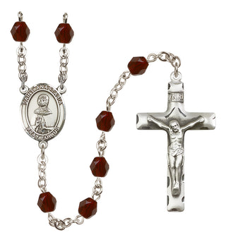 Silver Plated 6mm Fire Polished Saint Anastasia Rosary in Garnet