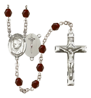 Silver Plated 6mm Fire Polished Pope Emeritace Benedict XVI Rosary in Garnet