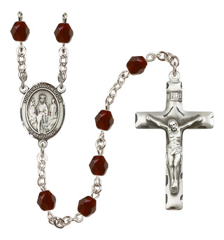 Silver Plated 6mm Fire Polished Our Lady of Knock Rosary in Garnet