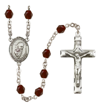 Silver Plated 6mm Fire Polished Blessed Trinity Rosary in Garnet