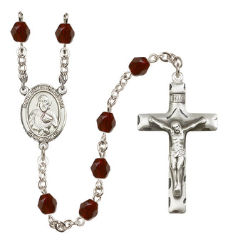 Silver Plated 6mm Fire Polished Saint James the Lesser Rosary in Garnet