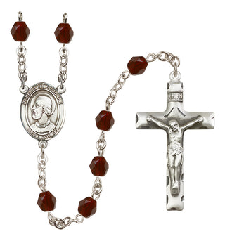 Silver Plated 6mm Fire Polished Pope Saint Eugene I Rosary in Garnet