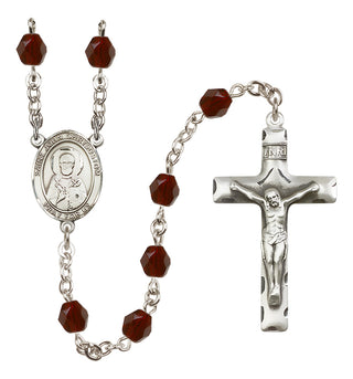 Silver Plated 6mm Fire Polished Saint John Chrysostom Rosary in Garnet