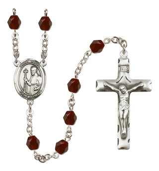 Silver Plated 6mm Fire Polished Saint Regis Rosary in Garnet