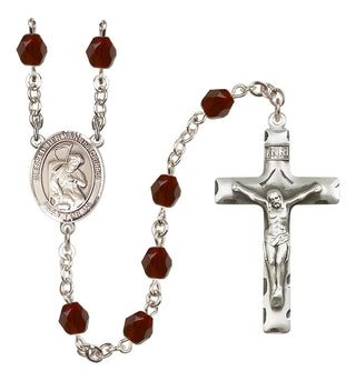 Silver Plated 6mm Fire Polished Blessed Herman the Cripple Rosary in Garnet