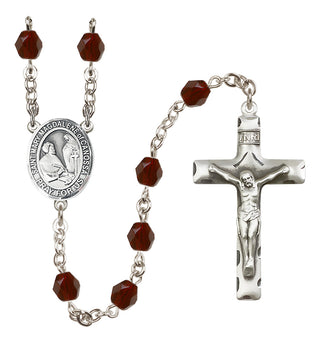 Silver Plated 6mm Fire Polished Saint Mary Magdalene of Canossa Rosary in Garnet