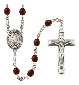 Silver Plated 6mm Fire Polished Our Lady of Good Help Rosary in Garnet