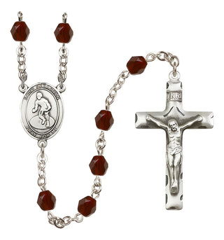 Silver-Plated 6mm Saint Sebastian/Wrestling Rosary