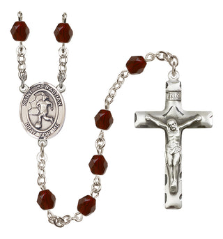Silver-Plated 6mm Saint Sebastian/Soccer-Women Rosary