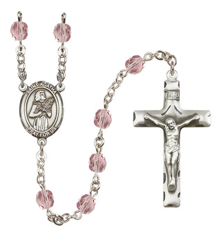 Silver-Plated 6mm Saint Agatha  Engraved Catholic Rosaries