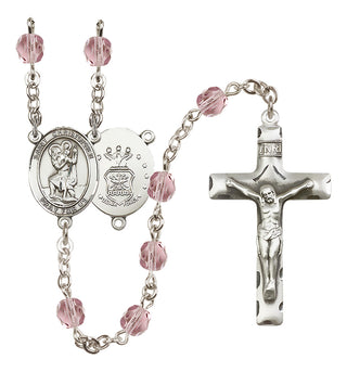 Silver-Plated 6mm Saint Christopher / Air Force Rosary