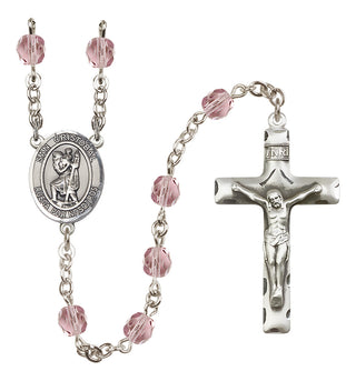 Silver-Plated 6mm San Cristobal  Engraved Catholic Rosaries